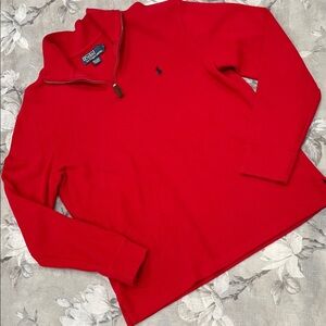 Polo by Ralph Lauren Quarter Zip Pullover red cotton sweater size medium